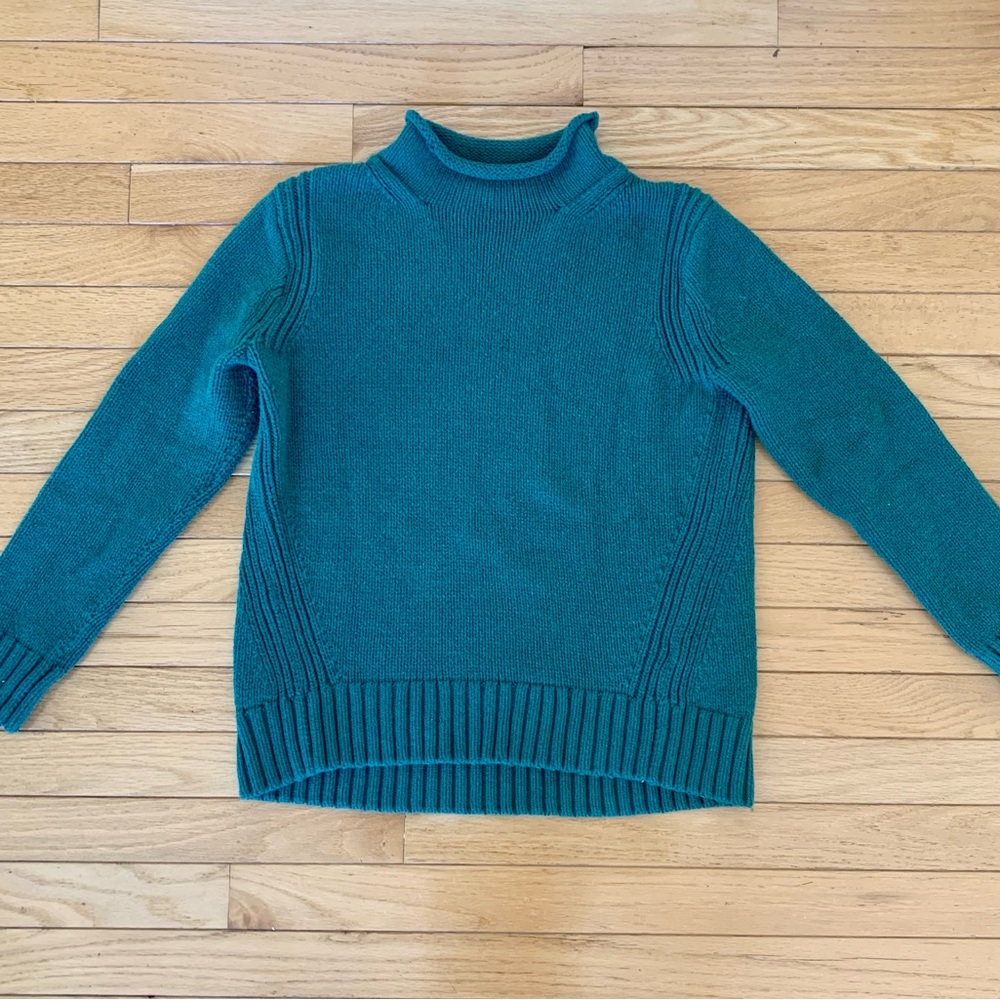 J Crew Cotton Rollneck Sweater Green